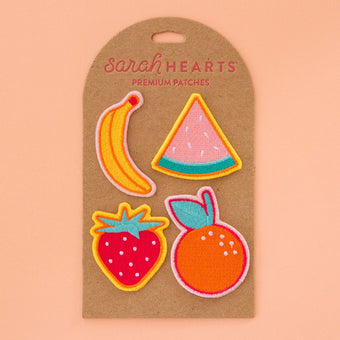 Summer Fruit Embroidered Peel & Stick or Sew On Patches - 4 Pack