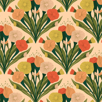 Cloud 9 Fabrics - Poppy Fields Collection - Bouquet in Ivory Organic - Quilting Cotton Fabric