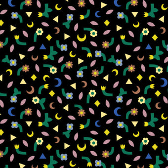 Cloud 9 Fabrics - Sun Seed Moon Collection - Confetti BATISTE in Black Organic