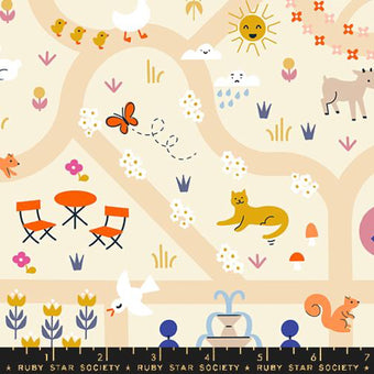 Ruby Star Society - Woodland Park Collection - Garden Map in Parchment - Quilting Cotton Fabric