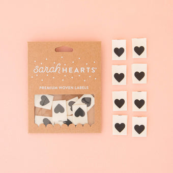 Woven Sew-In Labels - Black Heart Organic Cotton (pack of 8)