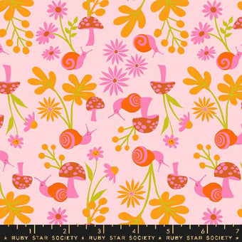Ruby Star Society - Animal Animal Collection - Snail Garden in Cotton Candy - Quilting Cotton Fabric