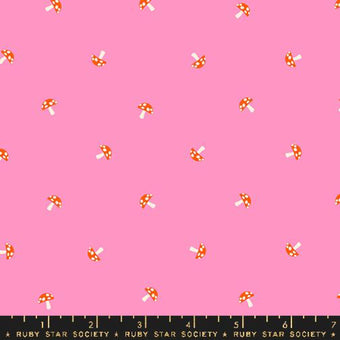 Ruby Star Society - Carousel Collection - Tiny Mushrooms in Flamingo - Quilting Cotton Fabric