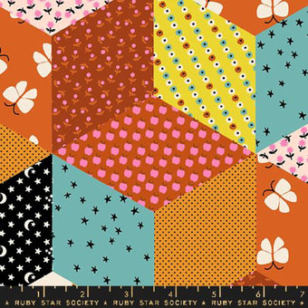 Ruby Star Society - Ooh Lucky Lucky Collection - Tumbling Blocks in Caramel - Quilting Cotton Fabric