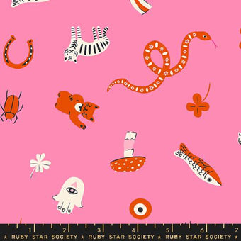 Ruby Star Society - Ooh Lucky Lucky Collection - Good Luck in Lucky Pink - Quilting Cotton Fabric