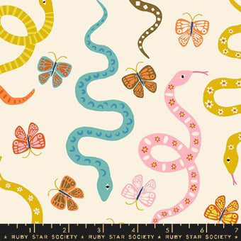 Ruby Star Society - Ooh Lucky Lucky Collection - Garden Snake in Natural - Quilting Cotton Fabric