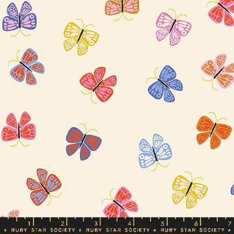 Ruby Star Society - Ooh Lucky Lucky Collection - Butterfly in Natural - Quilting Cotton Fabric