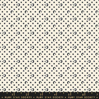 Ruby Star Society - Ooh Lucky Lucky Collection - Moon and Stars in Natural - Quilting Cotton Fabric