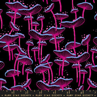 Ruby Star Society - Glow Garden Collection - Fungi in Black - Quilting cotton Fabric