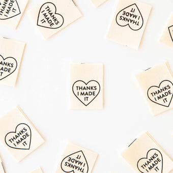 Sarah Hearts - Woven Sew-In Labels - Thanks I Made It Heart Organic Cotton (pack of 8)