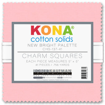 Kona Cotton New Bright Palette 42 piece 5" x 5" Square Charm Pack