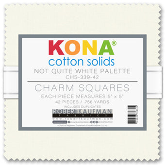 Kona Cotton Not Quite White Palette 42 piece 5" x 5" Square Charm Pack