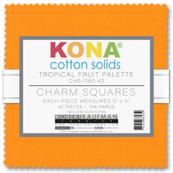 Kona Cotton Tropical Fruit Palette 42 piece 5" x 5" Square Charm Pack
