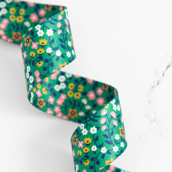 Ruby Star Society - Clothesline Floral Webbing 1.5" in Broccolini - By the Yard