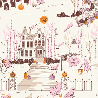 Art Gallery Fabrics - Ghostly & Haunted Collection - Ghost Town in Cream - Quilting cotton Fabric