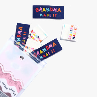 Kylie and the Machine - Woven Sew-In Labels - Grandma Made It / Grandma Loves You! (pack of 6)