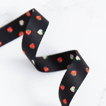 Ruby Star Society - Mini Berry Webbing 1" in Black - By the Yard