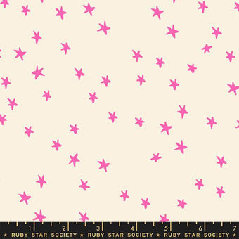 Ruby Star Society - Starry Collection - Starry in Neon Pink Unbleached - Quilting Cotton Fabric