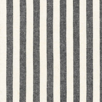 Robert Kaufman - Essex Yarn Dyed Classic 1/2" Stripe (cotton / linen) in Black - woven cotton linen blend sewing fabric