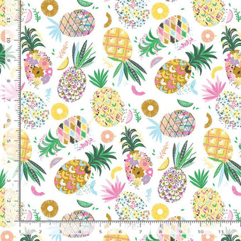 Dear Stella - Pineapple Crush Collection - Pineapple Crush in White - Quilting Cotton Fabric