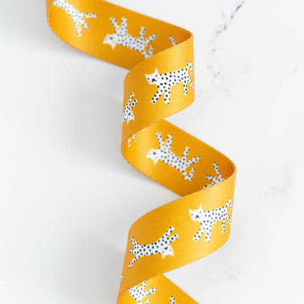 Ruby Star Society - Snow Leopards Webbing 1.5" in Golden - By the Yard