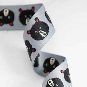 Ruby Star Society - Teddy Bear Webbing 1.5" in Gray - By the Yard