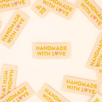 Sarah Hearts - Woven Sew-In Labels - Handmade With Love (pack of 8)