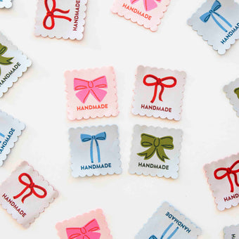 Sarah Hearts - Woven Sew-In Labels - Bows (pack of 4 large labels)