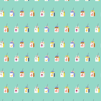 Cotton + Steel - A Sunshine Story Collection by Duchess Plum - Sunshine Smoothies in Teal Blast - Quilting Cotton Fabric