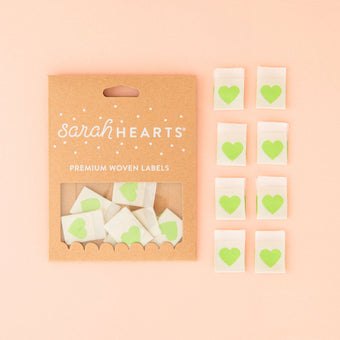 Woven Sew-In Labels - Green Heart (pack of 8)