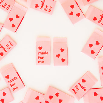 Sarah Hearts - Woven Sew-In Labels - Made for Me Heart (pack of 8)