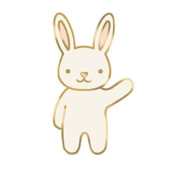 Ruby Star Society Bunny Needle Minder in white and gold enamel