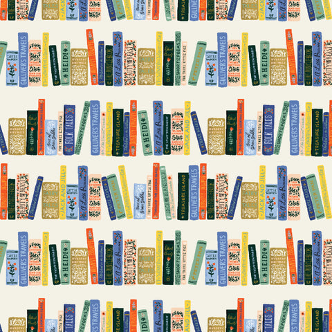 Rifle Paper Co. - Curio Collection - Book Club in Cream Metallic - Quilting Cotton Fabric