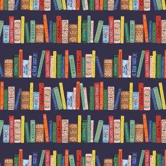 Rifle Paper Co. - Curio Collection - Book Club in Navy Metallic - Quilting Cotton Fabric