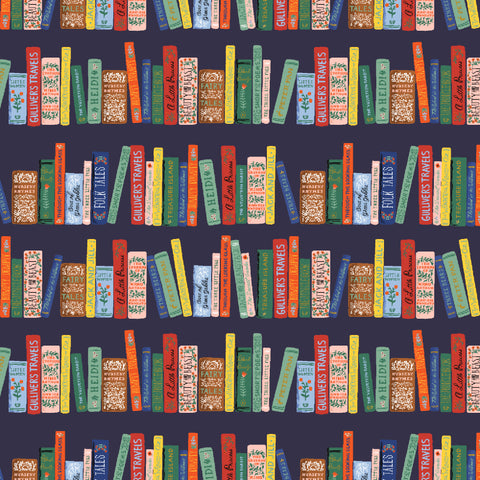 Rifle Paper Co. - Curio Collection - Book Club in Navy Metallic - Quilting Cotton Fabric