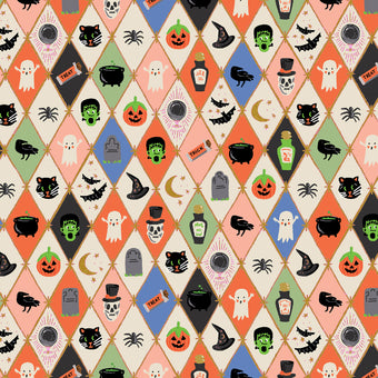 Rifle Paper Co. - Halloween II Collection - Halloween Argyle in Multi Metallic - Quilting Cotton Fabric