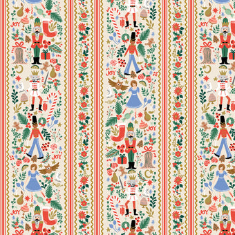 Rifle Paper Co. - Holiday Classics IV Collection - Holly Jolly Nutcracker in Cream / Gold Metallic - Quilting Cotton Fabric
