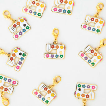 Sarah Hearts - Sewing Machine Zipper Charm with rainbow daisy design