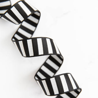 Bold Stripe Webbing 1.5" in Black / White - By the Yard