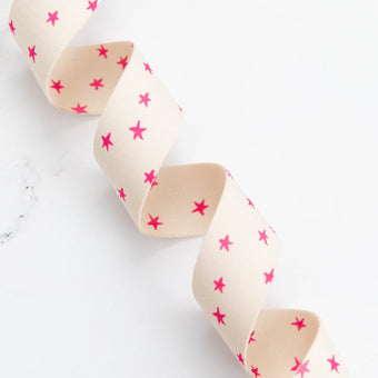 Ruby Star Society - Starry Webbing 1.5" in Natural / Pink - By the Yard