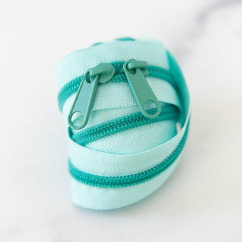Zipper (30" length / size #5) in Spearmint - two color zipper in aqua mint turquoise teal by stitch supply co