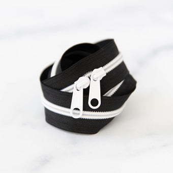 Zipper (30" length / size #5) in Black and White - two color zipper by stitch supply co