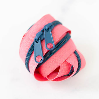 Zipper (30" length / size #5) in Miami - two color zipper in pink and teal by stitch supply co