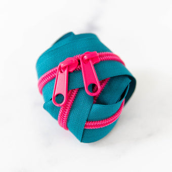 Zipper (30" length / size #5) in Electric Youth - teal and pink zipper by stitch supply co