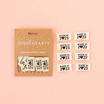 Woven Sew-In Labels - Made in 2023 Organic Cotton Labels (pack of 8)