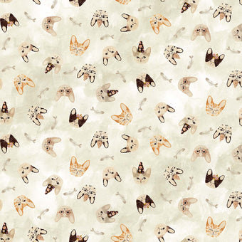 Cat Heads in Beige / Multi