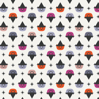 Witchy Cats in White Multi