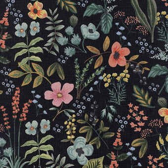 Rifle Paper Co. - Amalfi Collection - Herb Garden CANVAS in Midnight - Cotton Linen Blend Canvas Fabric