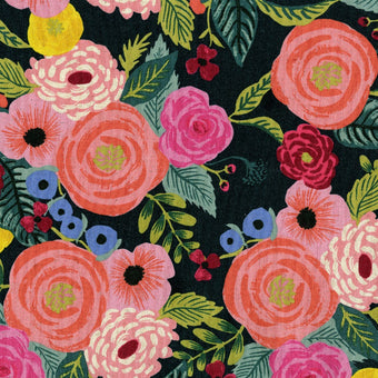 Rifle Paper Co. - English Garden - Juliet Rose CANVAS in Navy - Cotton Linen Canvas Blend Fabric