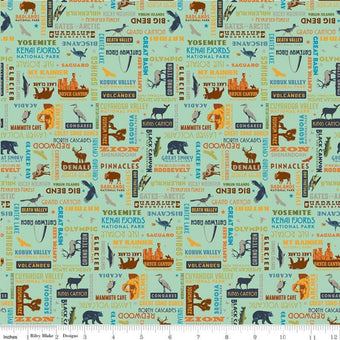 National Parks Word Print in Sea Green